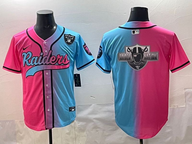 Men 2025 Oakland Raiders Blank Blue pink Nike Limited NFL Jersey style 0012->oakland raiders->NFL Jersey